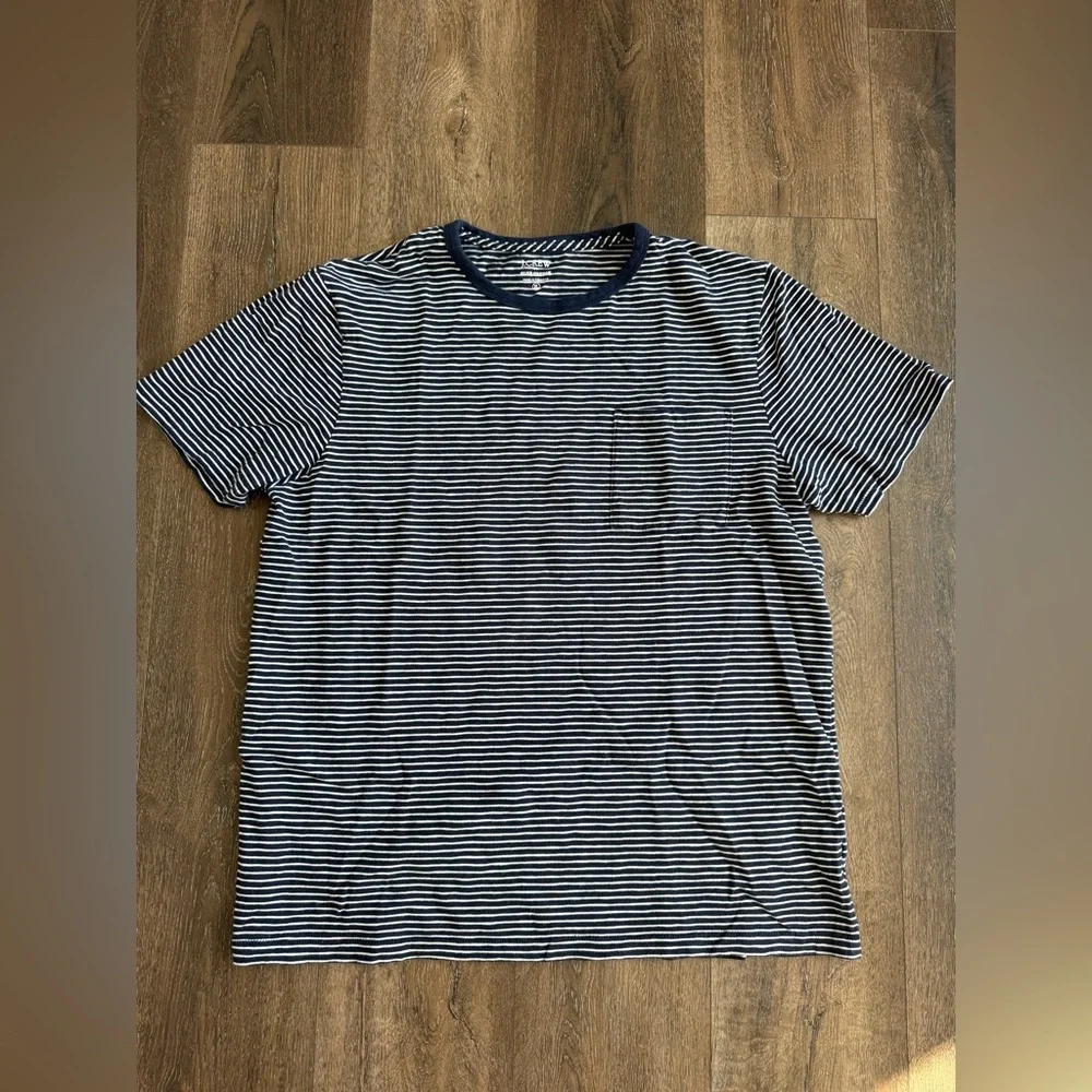 J. Crew Navy and White Striped Pocket Tee, men’s size XL